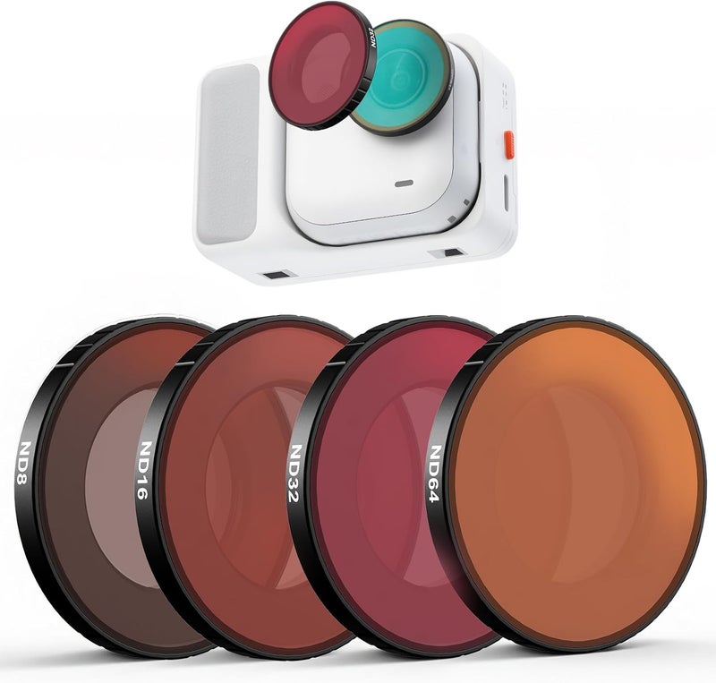 Haoge طقم فلتر ND لـ Insta360 GO Ultra، ND8 ND16 ND32 ND64، 4 عبوات للتحكم في التعرض وتقليل الضوء مع فلاتر زجاجية بصرية مع طلاء متعدد الطبقات - Image 1
